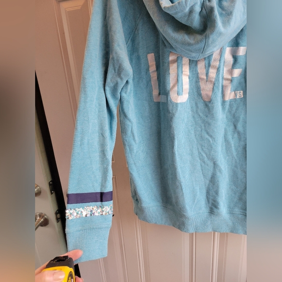 Victoria’s Secret pullover hoodie LOVE-teal - Picture 5 of 12